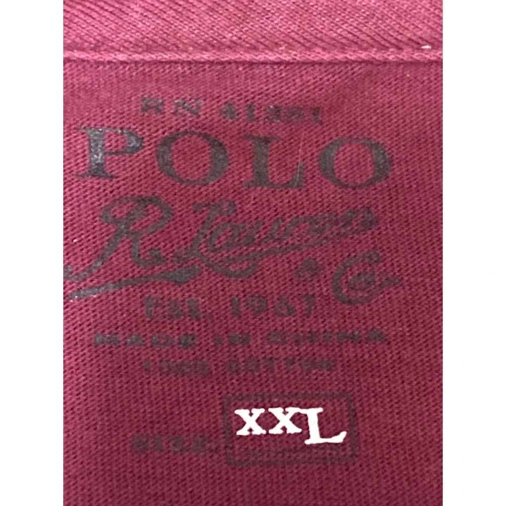 Polo Ralph Lauren Long Sleeve Shirt Mens XXL Burgundy Preppy Classic Pocket Tee
